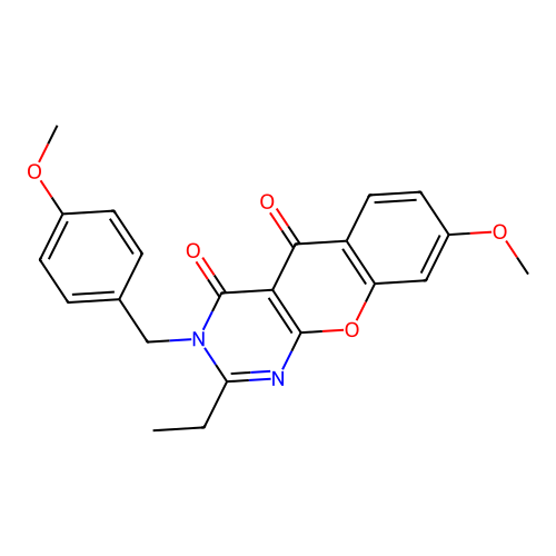 2-ethyl-8-methoxy-3-(4-methoxybenzyl)-4H-chromeno[2,3-d]pyrimidine-4,5(3H)-dione structure
