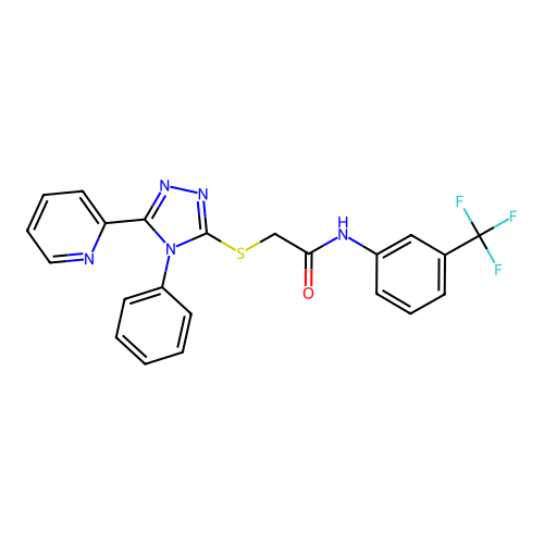 2-[(4-phenyl-5-pyridin-2-yl-1,2,4-triazol-3-yl)sulfanyl]-N-[3-(trifluoromethyl)phenyl]acetamide structure