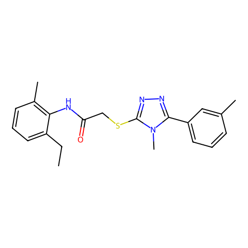 N-(2-ethyl-6-methylphenyl)-2-{[4-methyl-5-(3-methylphenyl)-4H-1,2,4-triazol-3-yl]sulfanyl}acetamide structure