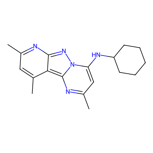 N-cyclohexyl-2,8,10-trimethylpyrido[2',3':3,4]pyrazolo[1,5-a]pyrimidin-4-amine structure
