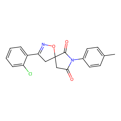 2-(2-chlorophenyl)-8-(4-methylphenyl)-4-oxa-3,8-diazaspiro[4.4]non-2-ene-7,9-dione structure