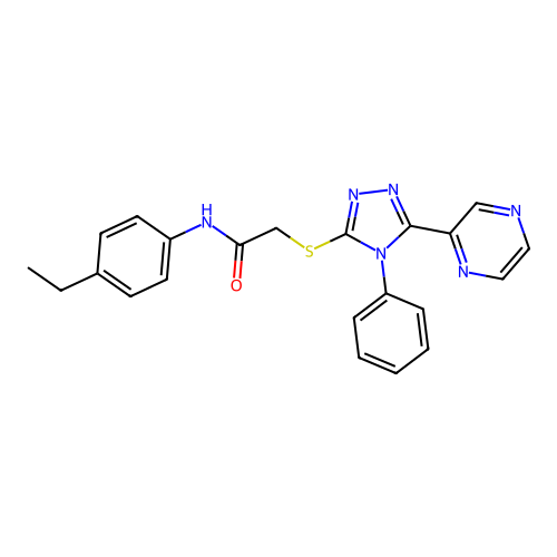 N-(4-ethylphenyl)-2-[(4-phenyl-5-pyrazin-2-yl-1,2,4-triazol-3-yl)sulfanyl]acetamide structure