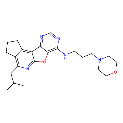 (4-Isobutyl-2,3-dihydro-1H-6-oxa-5,8,10-triaza-cyclopenta[c]fluoren-7-yl)-(3-morpholin-4-yl-propyl)-amin e structure