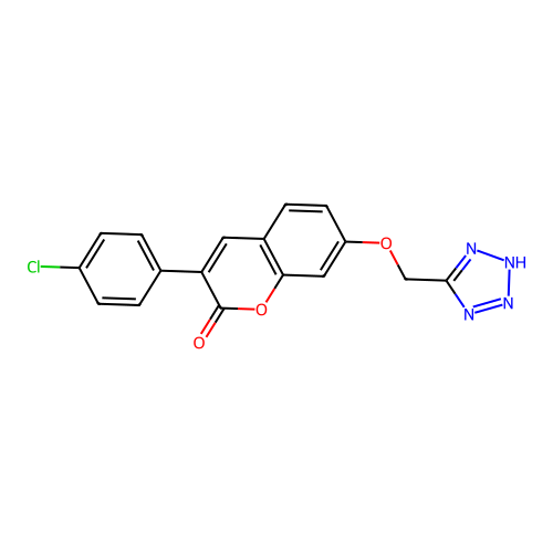 3-(4-chlorophenyl)-7-(1H-tetrazol-5-ylmethoxy)-2H-chromen-2-one structure