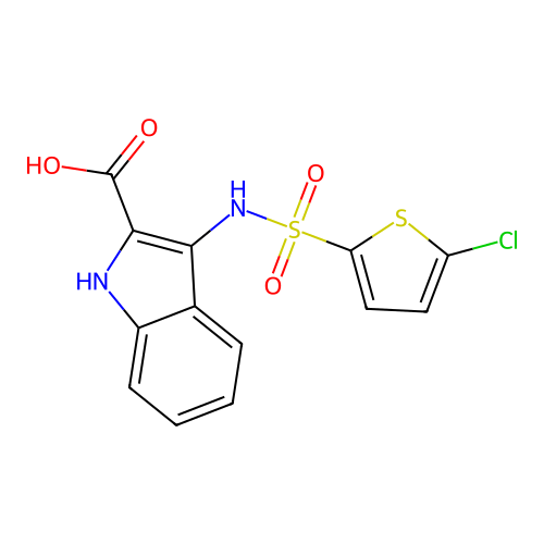 3-{[(5-chlorothiophen-2-yl)sulfonyl]amino}-1H-indole-2-carboxylic acid structure