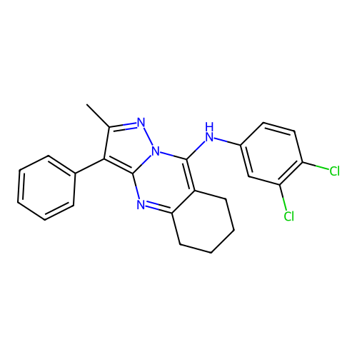 N-(3,4-dichlorophenyl)-2-methyl-3-phenyl-5,6,7,8-tetrahydropyrazolo[5,1-b]quinazolin-9-amine structure