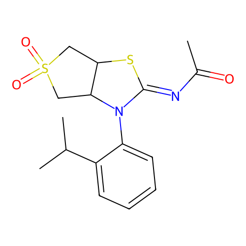 N-[(2Z)-5,5-dioxido-3-[2-(propan-2-yl)phenyl]tetrahydrothieno[3,4-d][1,3]thiazol-2(3H)-ylidene]acetamide structure