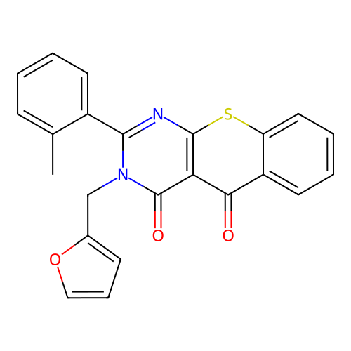 3-(furan-2-ylmethyl)-2-(2-methylphenyl)-4H-thiochromeno[2,3-d]pyrimidine-4,5(3H)-dione structure