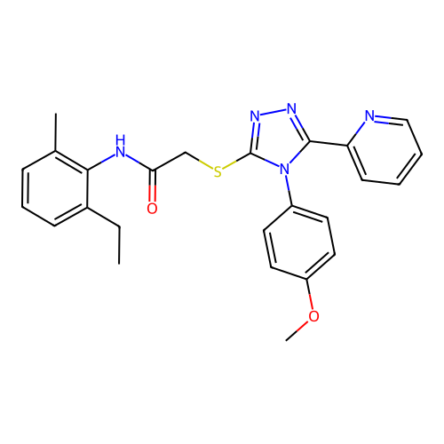 N-(2-ethyl-6-methylphenyl)-2-{[4-(4-methoxyphenyl)-5-(pyridin-2-yl)-4H-1,2,4-triazol-3-yl]sulfanyl}acetamide structure