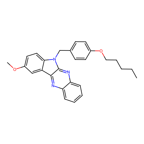 9-methoxy-6-(4-(pentyloxy)benzyl)-6H-indolo[2,3-b]quinoxaline structure