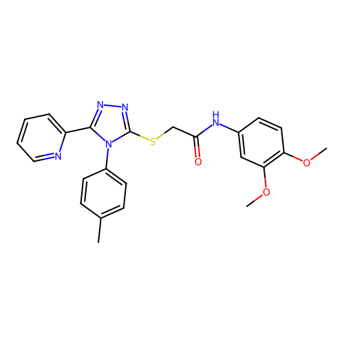 N-(3,4-dimethoxyphenyl)-2-{[4-(4-methylphenyl)-5-(pyridin-2-yl)-4H-1,2,4-triazol-3-yl]sulfanyl}acetamide structure