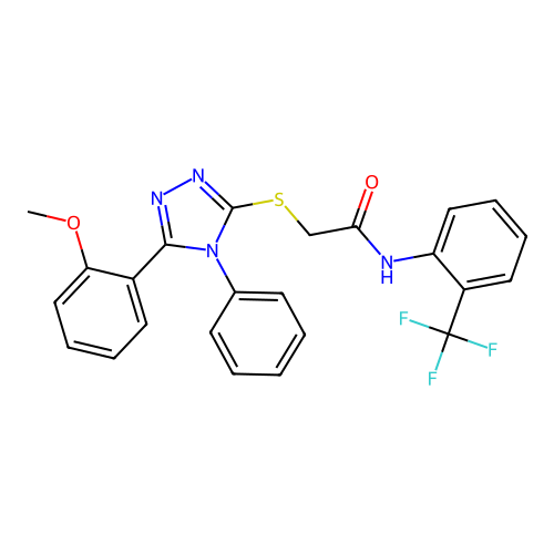 2-{[5-(2-methoxyphenyl)-4-phenyl-4H-1,2,4-triazol-3-yl]sulfanyl}-N-[2-(trifluoromethyl)phenyl]acetamide structure