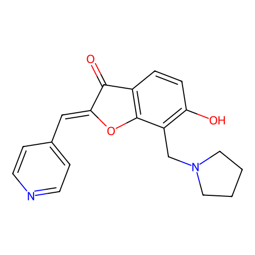 (Z)-6-hydroxy-2-(pyridin-4-ylmethylene)-7-(pyrrolidin-1-ylmethyl)benzofuran-3(2H)-one structure