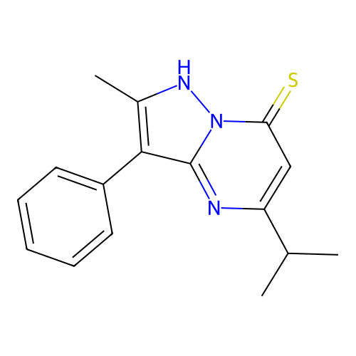 2-Methyl-3-phenyl-5-(propan-2-yl)pyrazolo[1,5-a]pyrimidine-7-thiol structure