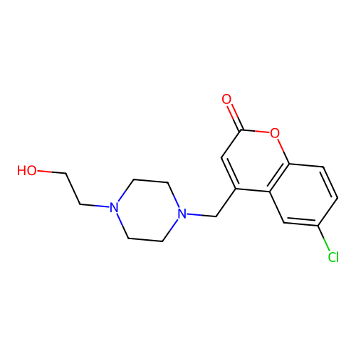 6-chloro-4-{[4-(2-hydroxyethyl)piperazin-1-yl]methyl}-2H-chromen-2-one structure