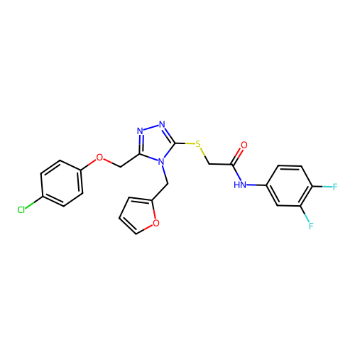 2-((5-((4-chlorophenoxy)methyl)-4-(furan-2-ylmethyl)-4H-1,2,4-triazol-3-yl)thio)-N-(3,4-difluorophenyl)acetamide structure