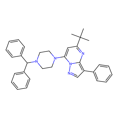 5-tert-butyl-7-[4-(diphenylmethyl)piperazin-1-yl]-3-phenylpyrazolo[1,5-a]pyrimidine structure