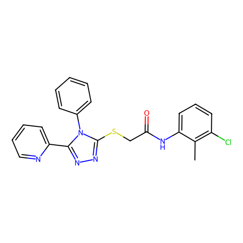 N-(3-chloro-2-methylphenyl)-2-{[4-phenyl-5-(pyridin-2-yl)-4H-1,2,4-triazol-3-yl]sulfanyl}acetamide structure