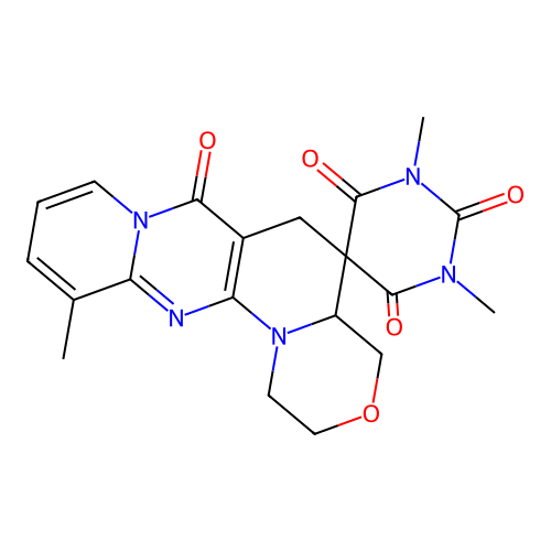 1',3',12-trimethyl-1,2,4,4a-tetrahydro-1'H-spiro[pyrido[1'',2'':1',2']pyrimido[5',4':5,6]pyrido[2,1-c][1,4]oxazine-5,5'-pyrimidine]-2',4',6',7(3'H,6H)-tetraone structure