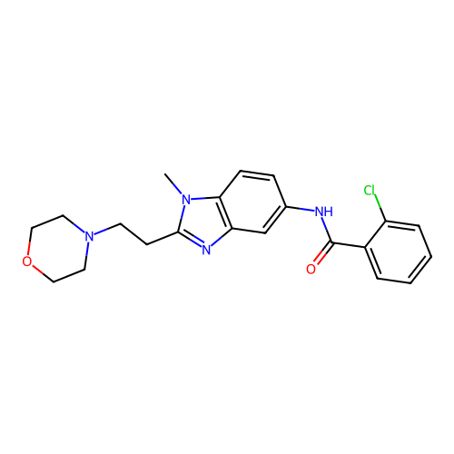 2-chloro-N-{1-methyl-2-[2-(morpholin-4-yl)ethyl]-1H-benzimidazol-5-yl}benzamide structure