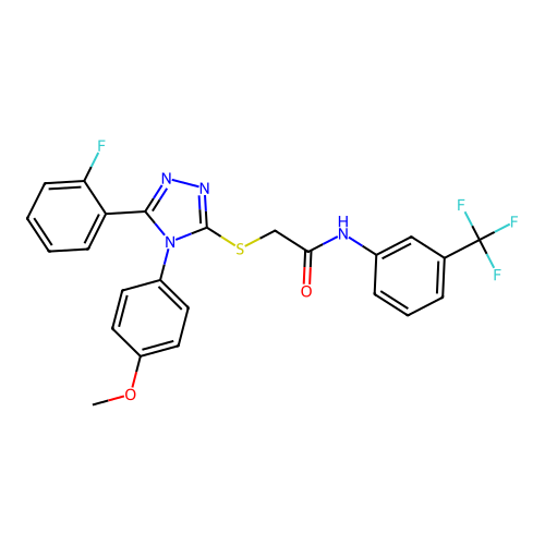 2-{[5-(2-fluorophenyl)-4-(4-methoxyphenyl)-4H-1,2,4-triazol-3-yl]sulfanyl}-N-[3-(trifluoromethyl)phenyl]acetamide structure