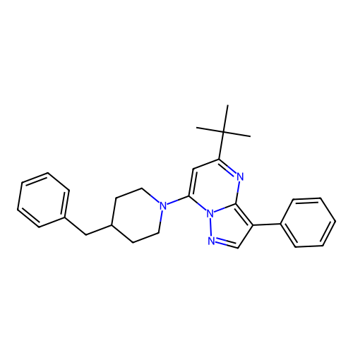 7-(4-Benzylpiperidin-1-yl)-5-tert-butyl-3-phenylpyrazolo[1,5-a]pyrimidine structure