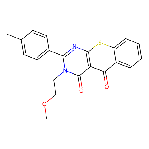 3-(2-methoxyethyl)-2-(4-methylphenyl)-4H-thiochromeno[2,3-d]pyrimidine-4,5(3H)-dione structure