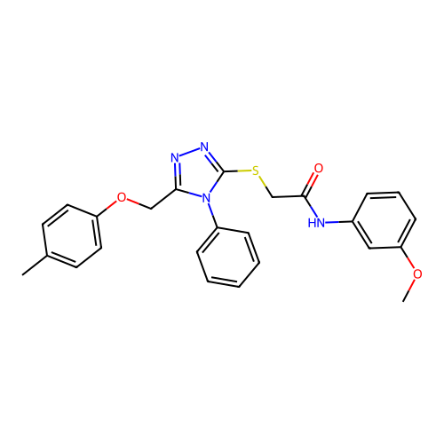 N-(3-methoxyphenyl)-2-[[5-[(4-methylphenoxy)methyl]-4-phenyl-1,2,4-triazol-3-yl]sulfanyl]acetamide structure