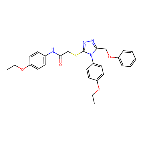 N-(4-ethoxyphenyl)-2-[[4-(4-ethoxyphenyl)-5-(phenoxymethyl)-1,2,4-triazol-3-yl]sulfanyl]acetamide structure