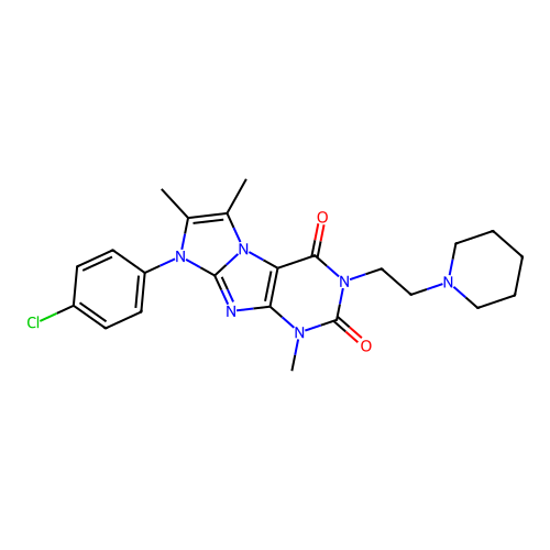 8-(4-chlorophenyl)-1,6,7-trimethyl-3-(2-(piperidin-1-yl)ethyl)-1H-imidazo[2,1-f]purine-2,4(3H,8H)-dione structure