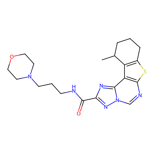 11-methyl-N-(3-morpholinopropyl)-8,9,10,11-tetrahydrobenzo[4,5]thieno[3,2-e][1,2,4]triazolo[1,5-c]pyrimidine-2-carboxamide structure