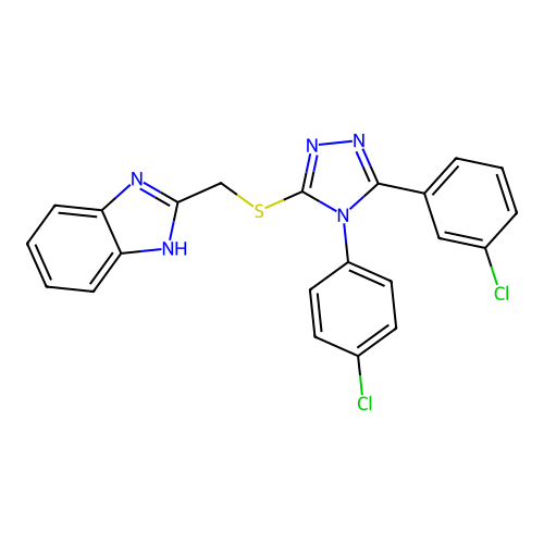 3-(benzimidazol-2-ylmethylthio)-4-(4-chlorophenyl)-5-(3-chlorophenyl)-1,2,4-tr iazole structure