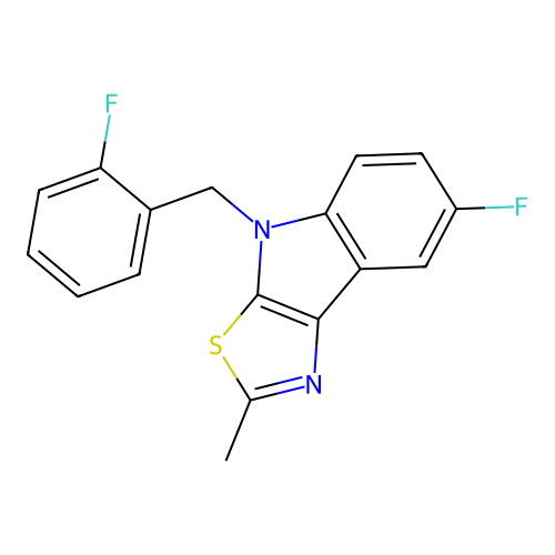 7-Fluoro-4-(2-fluoro-benzyl)-2-methyl-4H-thiazolo[5,4-b]indole structure