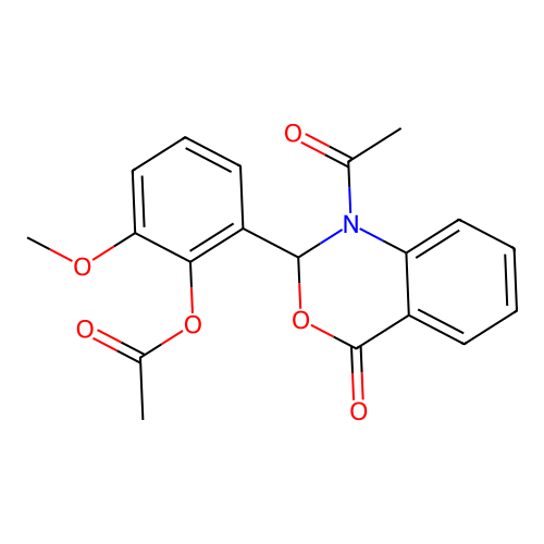 2-(1-acetyl-4-oxo-1,4-dihydro-2H-3,1-benzoxazin-2-yl)-6-methoxyphenyl acetate structure