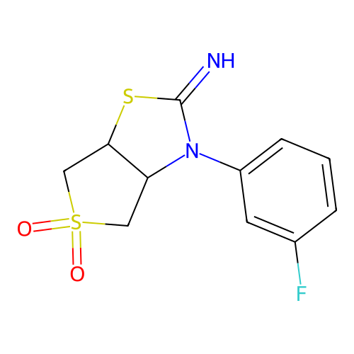 3-(3-fluorophenyl)tetrahydrothieno[3,4-d][1,3]thiazol-2(3H)-imine 5,5-dioxide structure