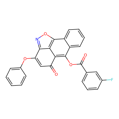 5-oxo-3-phenoxy-5H-anthra[1,9-cd][1,2]oxazol-6-yl 3-fluorobenzoate structure