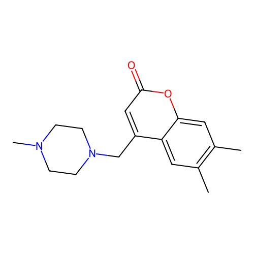 6,7-dimethyl-4-((4-methylpiperazin-1-yl)methyl)-2H-chromen-2-one structure