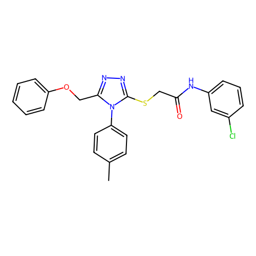 N-(3-chlorophenyl)-2-[[4-(4-methylphenyl)-5-(phenoxymethyl)-1,2,4-triazol-3-yl]sulfanyl]acetamide structure