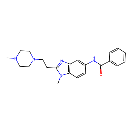 N-{1-methyl-2-[2-(4-methylpiperazin-1-yl)ethyl]-1H-benzimidazol-5-yl}benzamide structure