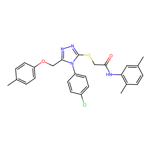 2-((4-(4-chlorophenyl)-5-((p-tolyloxy)methyl)-4H-1,2,4-triazol-3-yl)thio)-N-(2,5-dimethylphenyl)acetamide structure