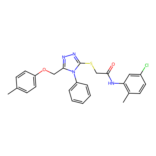 N-(5-chloro-2-methylphenyl)-2-((4-phenyl-5-((p-tolyloxy)methyl)-4H-1,2,4-triazol-3-yl)thio)acetamide structure