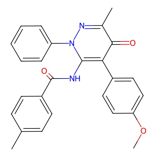 N-[4-(4-methoxyphenyl)-6-methyl-5-oxo-2-phenyl-pyridazin-3-yl]-4-methyl-benzamide structure