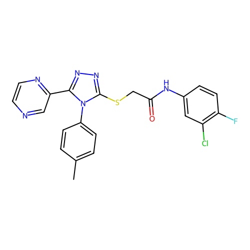 C21H16ClFN6OS structure