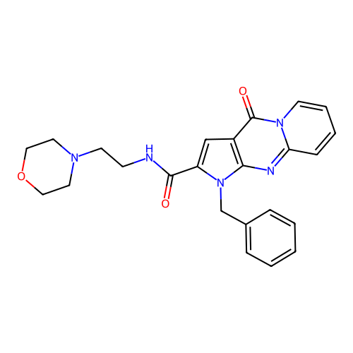 1-benzyl-N-(2-morpholinoethyl)-4-oxo-1,4-dihydropyrido[1,2-a]pyrrolo[2,3-d]pyrimidine-2-carboxamide structure