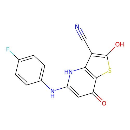 5-((4-Fluorophenyl)amino)-2,7-dihydroxythieno[3,2-b]pyridine-3-carbonitrile structure