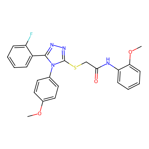 2-{[5-(2-fluorophenyl)-4-(4-methoxyphenyl)-4H-1,2,4-triazol-3-yl]sulfanyl}-N-(2-methoxyphenyl)acetamide structure