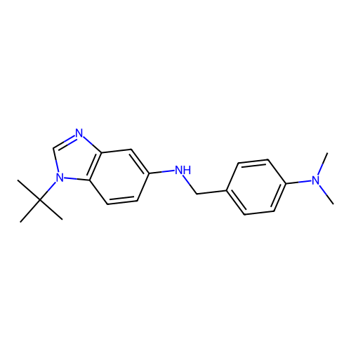1-tert-butyl-N-[4-(dimethylamino)benzyl]-1H-benzimidazol-5-amine structure
