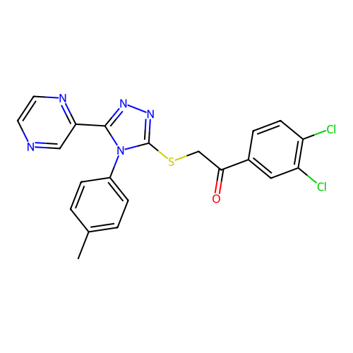 1-(3,4-dichlorophenyl)-2-[[4-(4-methylphenyl)-5-pyrazin-2-yl-1,2,4-triazol-3-yl]sulfanyl]ethanone structure