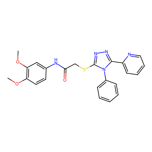 N-(3,4-dimethoxyphenyl)-2-{[4-phenyl-5-(pyridin-2-yl)-4H-1,2,4-triazol-3-yl]sulfanyl}acetamide structure
