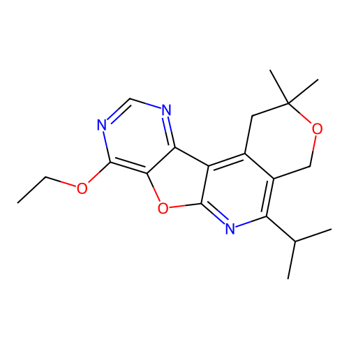 8-ethoxy-2,2-dimethyl-5-(propan-2-yl)-1,4-dihydro-2H-pyrano[4'',3'':4',5']pyrido[3',2':4,5]furo[3,2-d]pyrimidine structure